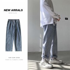 春秋新款韩版简约百搭牛仔裤男士港风复古宽松直筒牛仔裤k890-p35,男装牛仔裤,星座1008-2