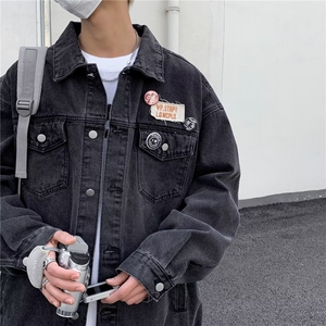 美式复古牛仔夹克男春季潮痞帅宽松上衣ins高街情侣外套33233-p63图片