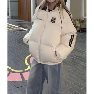 新款棉服女冬季复古藏青色宽松学院风休闲百搭外套 M9003图片