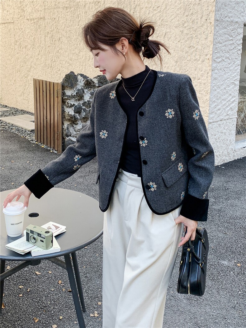 2025秋冬新款刺绣双面呢外套女,女装毛呢外套,曼娅璐