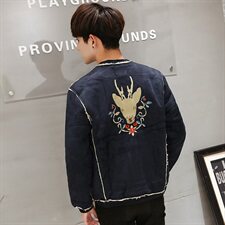 T741/80羊羔毛刺绣小鹿棉衣，男装棉衣，星座1904A