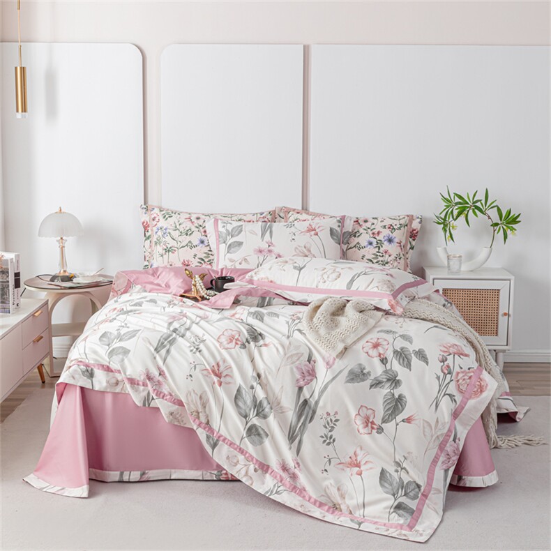 新款100S贡缎长绒棉印花四件套，床品套件，一起卖家纺