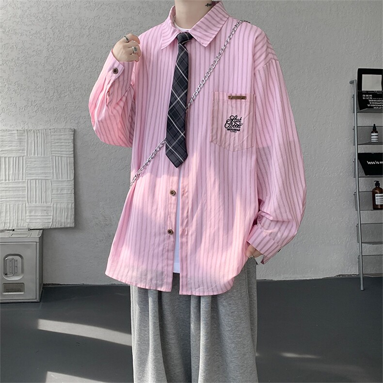 现货CS1163-特P53新款百搭条纹大码男衬衫,男装衬衫,电商A059