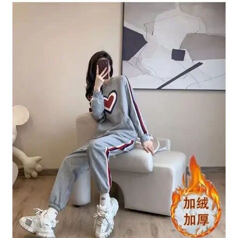 现货运动服套装女冬2025新款时尚洋气加绒加厚卫衣长裤两件套,男装休闲套装,星座1210-1