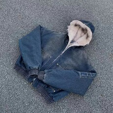 网连帽牛仔棉服男女水洗重磅座山雕毛领复B115-P170，男装棉衣，星座910-1