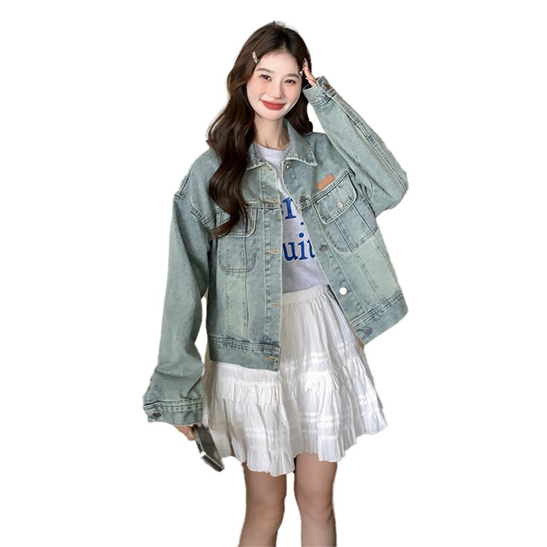 2025秋款现货韩版通勤牛仔外套2C090-1060-P125-K178,女装短外套,2C090
