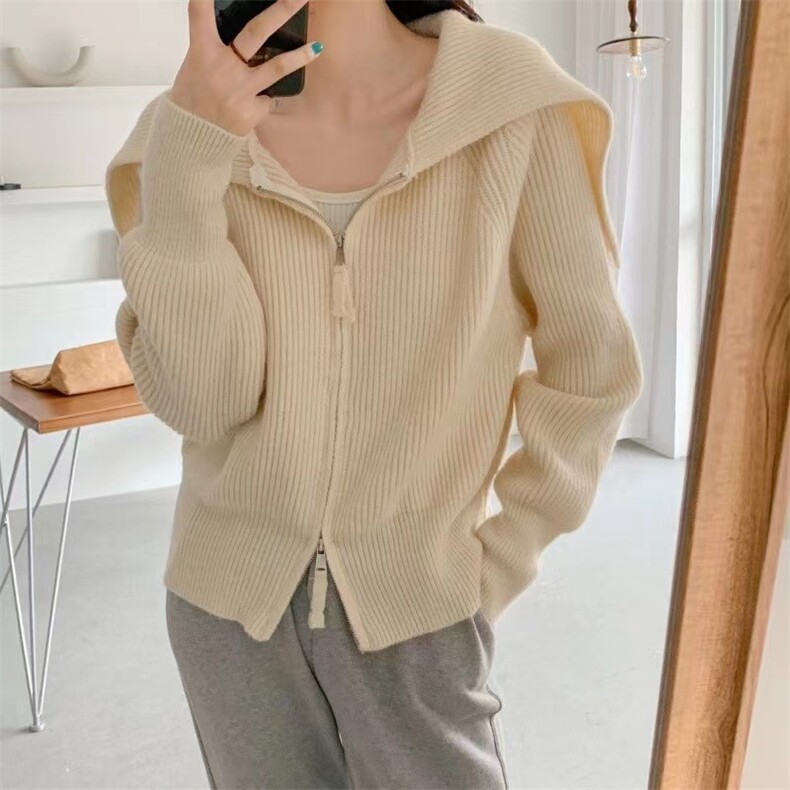 时尚百搭女士羊毛衫高领宽松显瘦针织开衫秋冬保暖毛衣,女装羊毛衫,恒恩羊绒