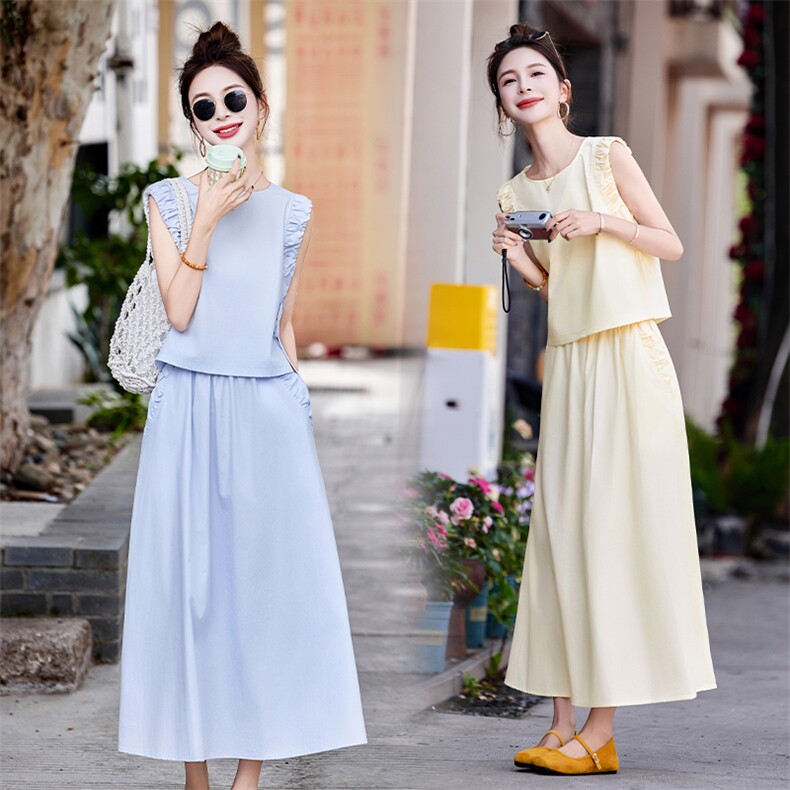 2025年夏季新款时尚两件套裙可爱休闲时尚潮流，女装套装/套裙，红依一坊