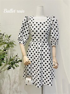 波点连衣裙,女装连衣裙,芭蕾雨