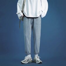 2021春秋季牛仔裤男潮牌潮流韩版宽松直筒百搭九分裤长裤子K705-P35，男装牛仔裤，星座509