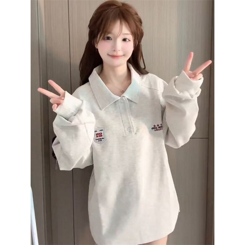 5399-P50原版压线+刺绣+下摆抽绳polo领休闲卫衣,女装卫衣/绒衫,星座617A-2