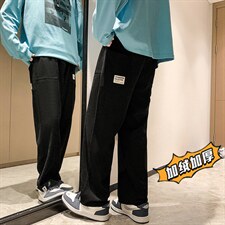 2025冬季港风加绒加厚休闲裤宽松大码直筒裤蓝色 GK21-1-P55图片