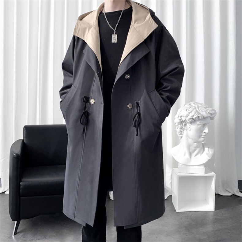 假两件风衣男长款大衣男中长款秋季外套男F194-P105爆景B，男装风衣，星座401