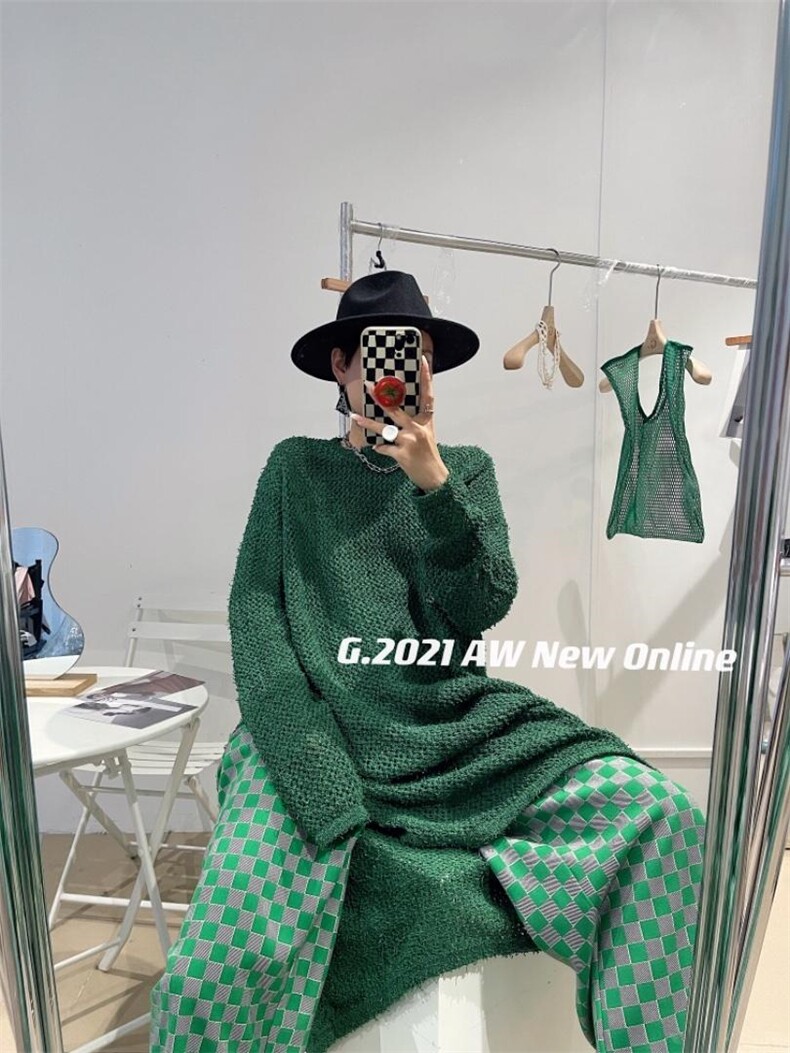 新款现货针织毛衣?格子裤，女装针织衫/毛衣，G