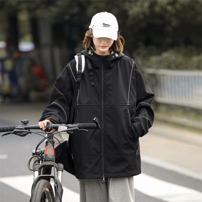 中性风软壳防风防水压胶包边包条工艺冲锋衣夹克 jk1222 特p90图片