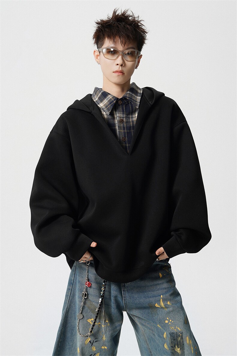 现货WY10178-特p58加绒P68重磅卫衣大码假俩件连帽衫美式外套,女装短外套,电商A059