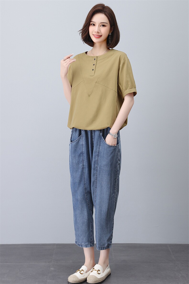 新款夏季宽松显瘦短袖T恤女韩版百搭休闲上衣时尚简约女装,女装T恤,悦见她