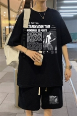 ！2025夏季新款男士华夫格印花套装学生运动一套HTZ116P50，男装T恤，电商B220