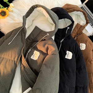 冬季青少年灯芯绒连帽棉衣潮牌羊羔毛加绒加厚棉服外套5305-P85图片