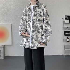 衬衫男春季新款港风宽松大码灯芯绒扎染长袖衬衫CS8108-P42图片