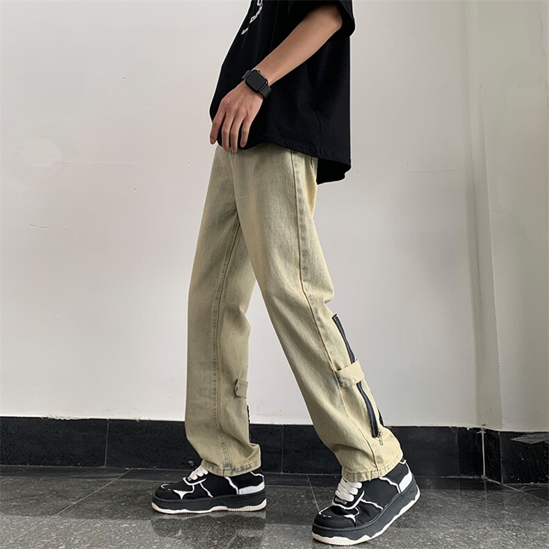 裤子男牛仔裤男宽松阔腿美式街头高街vibe潮牌休闲长裤N08832-P48,男装牛仔裤,星座308B-1