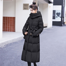 2025冬季新款连帽保暖时尚显瘦高级感过膝长款90%羽绒服，女装羽绒服，难舍钰依