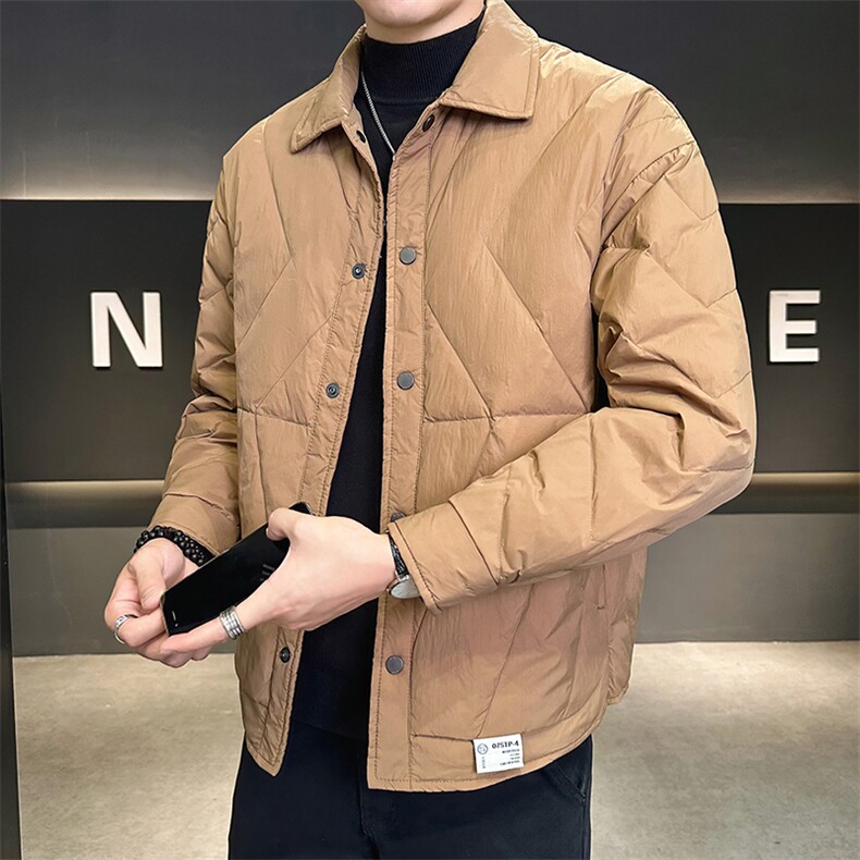 标90白鸭绒店主风衬衫领时尚休闲轻薄羽绒服外套YR23801-P215,男装衬衫,电商A413