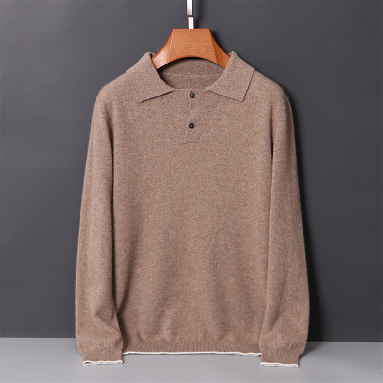 2025年秋季新款百搭男士长袖polo领长袖纯色羊毛衫，男装羊毛衫，迅太羊绒