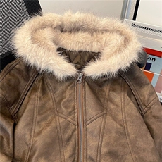 麂皮绒拼毛棉服女冬季宽松休闲保暖棉衣百搭M276P140，男装棉衣，星座1116-2