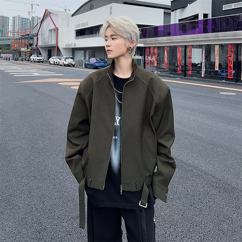 韩版痞帅简约短款外套男潮流宽松休闲小众设计夹克潮W6068-P62，男装夹克，星座412-3