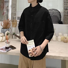 白色棉麻短袖衬衫男夏季新款潮流半袖衬衣男士休闲上衣服C118/P30，男装T恤，星座506