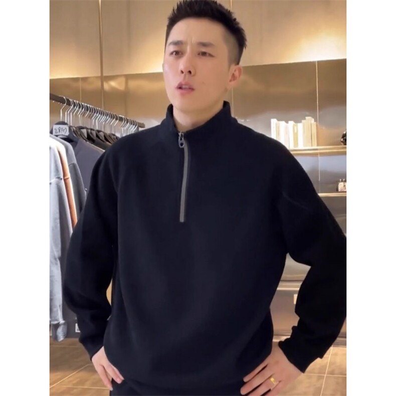 加绒加厚半拉链卫衣男春秋季宽松潮牌无帽立领上衣WY08261-P45,男装卫衣,星座308B-2