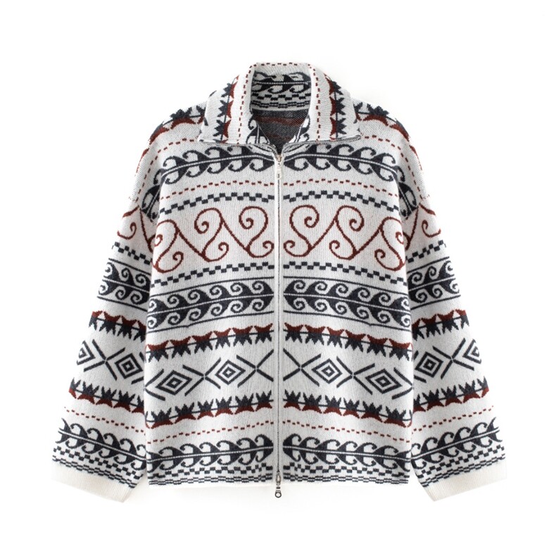 2025年秋季时尚百搭通勤简约休闲七针加厚高领提花开衫，女装羊绒衫，轩妮羊绒