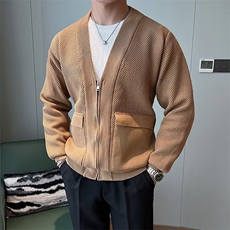 男士V领针织拉链开衫外套23春秋季韩版休闲百搭肌理感夹克男M834，男装夹克，星座1116A-2（原606A-1）