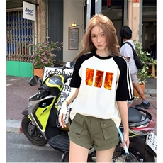 抖音得物品质二开240克宽松纯棉美式潮牌插肩三杠织带短袖T恤，男装T恤，电商A486