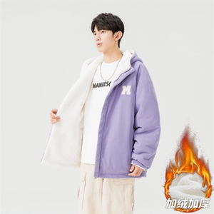 灯芯绒两面穿棉服男女羊羔毛棉衣外套冬季加厚棉袄M0811-P120图片