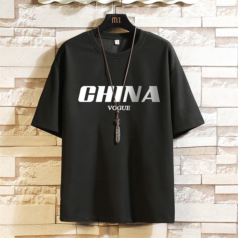 HT73001-P22华夫格t恤男短袖男大码五分袖砖墙,男装T恤,电商A040A