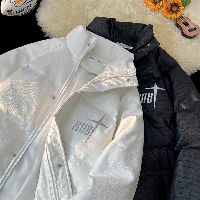 鳄鱼纹PU皮棉衣棉服面包服立领印花棉袄皮衣外套1611-P90量大有差,男装皮衣,星座207