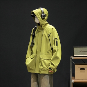 新款现货连帽冲锋衣宽松大码夹克男DSA157B-J199-P65图片