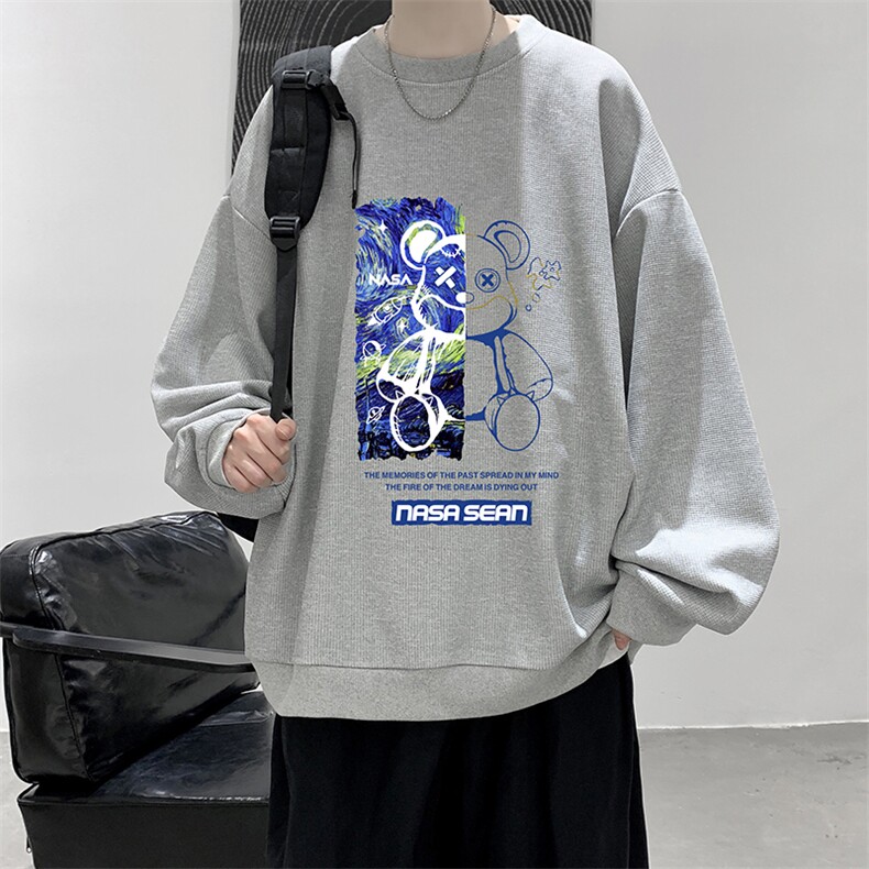 华夫格卫衣圆领卫衣男大码长袖t恤男外套HW76290-P30,男装卫衣,电商A040