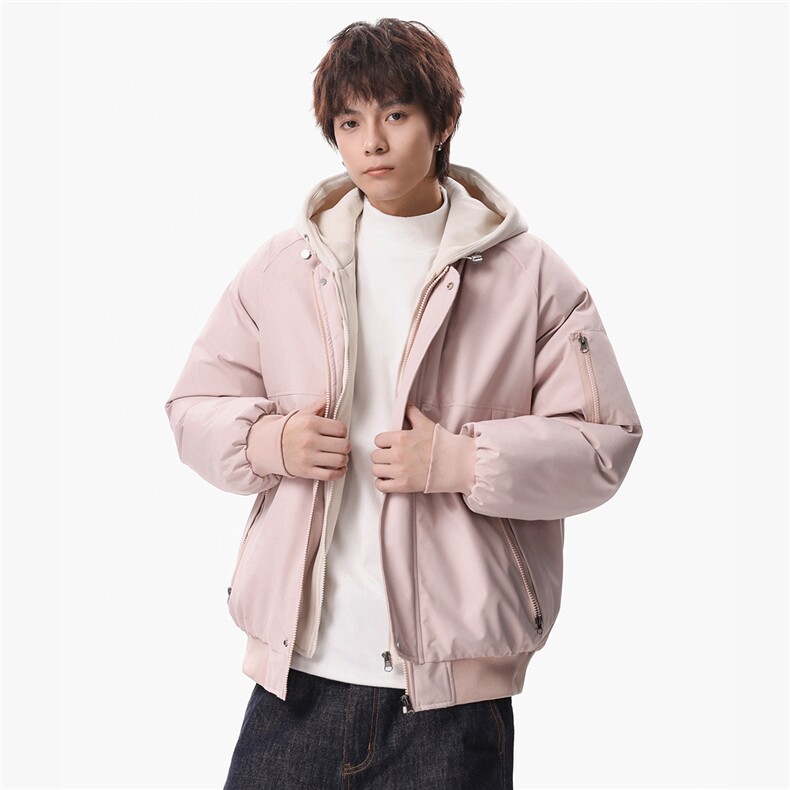 新款冬季大码羽绒棉服棉袄连帽假两件韩版宽松外套A436-2583-P95,男装棉衣,电商A436