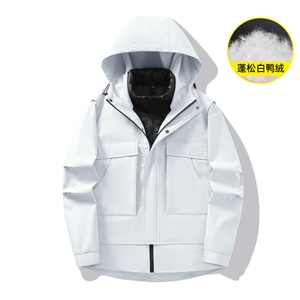 Y5968-P248S-6XL90白鸭绒情侣冬季户外可脱卸三合一羽绒服
