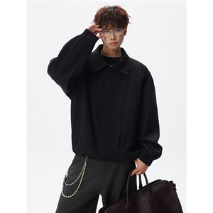 春秋季美式复古哈灵顿行政夹克衫大码翻领廓形西装外套LJ901特P80，男装夹克，电商B215