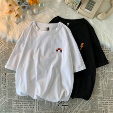 416B-1-DT89-P25限39中性风刺绣短袖t恤夏季学生宽松体恤半袖，男装T恤，星座416B-1