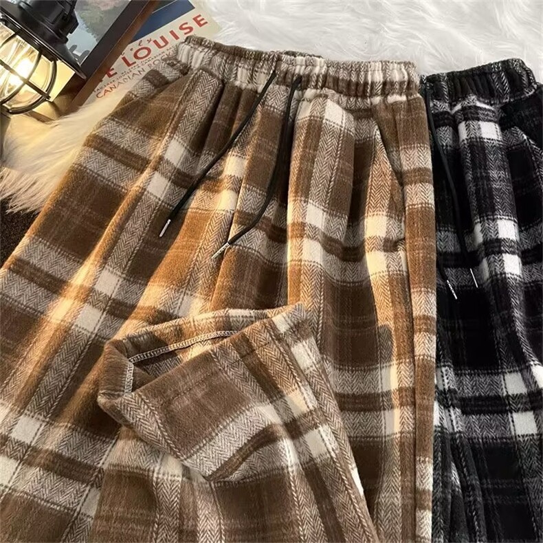 春款男休闲裤松紧腰毛呢条纹格子休闲宽松长裤h922P45,男装休闲裤,星座1013-1