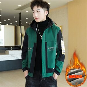 冬季长口袋棉服男模特加厚夹克风衣保暖外套工装棉衣绿865加绒