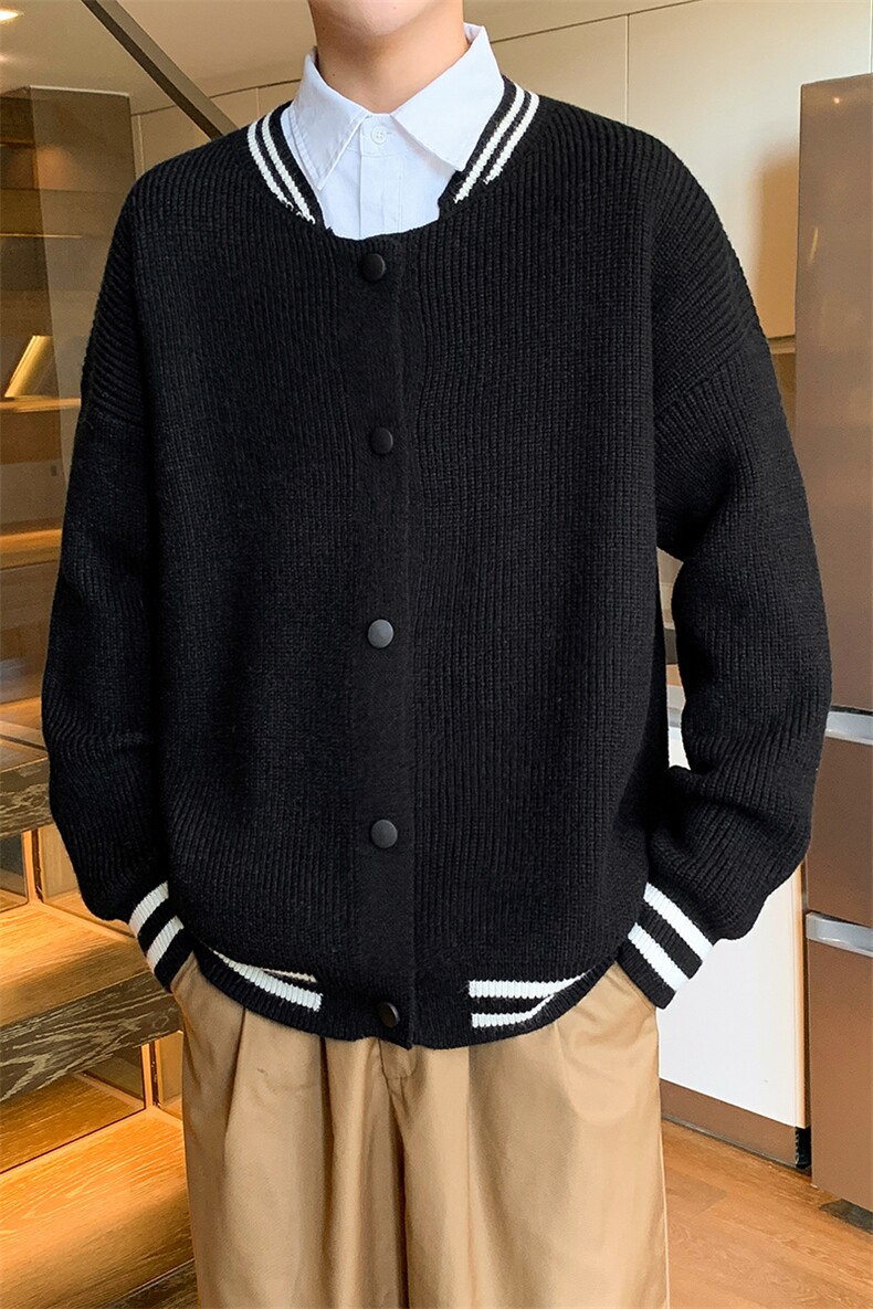 311B-1-CM-3969-P55控89港风棒球领开衫提花大码针织毛衣,男装针织衫/毛衣,星座311B-1