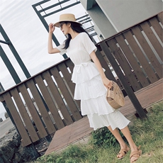 款继续大货已出白色仙女裙层层蛋糕裙087-Q43，女装连衣裙，柒柒家
