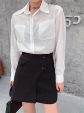 春季新款修身衬衣白色设计感小众，其它，L·H·X