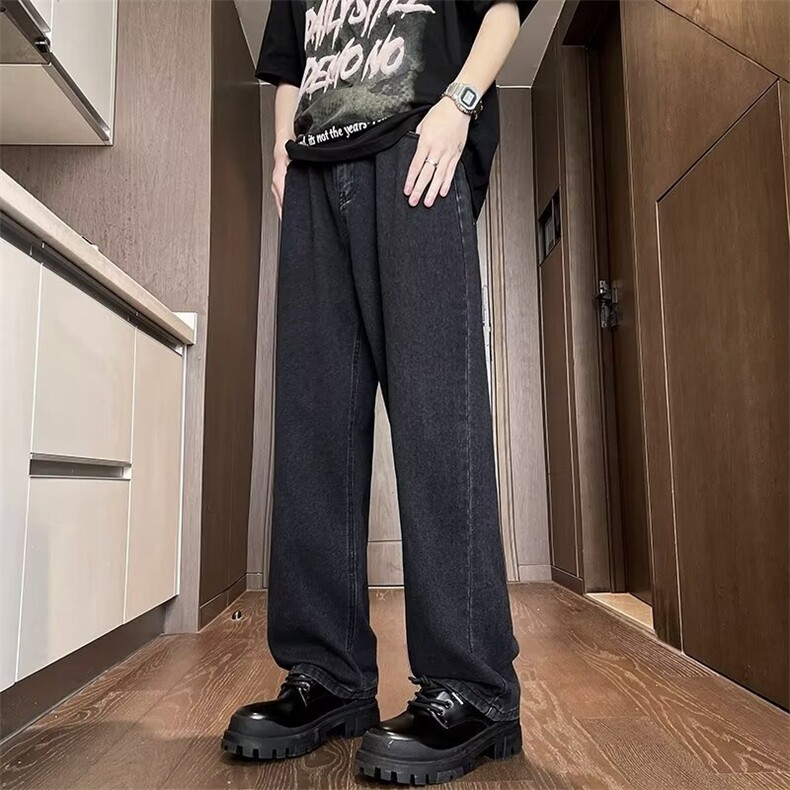 牛仔长裤男宽松直筒港风版拖地裤老爹裤裤子高街ins潮 N8182图片